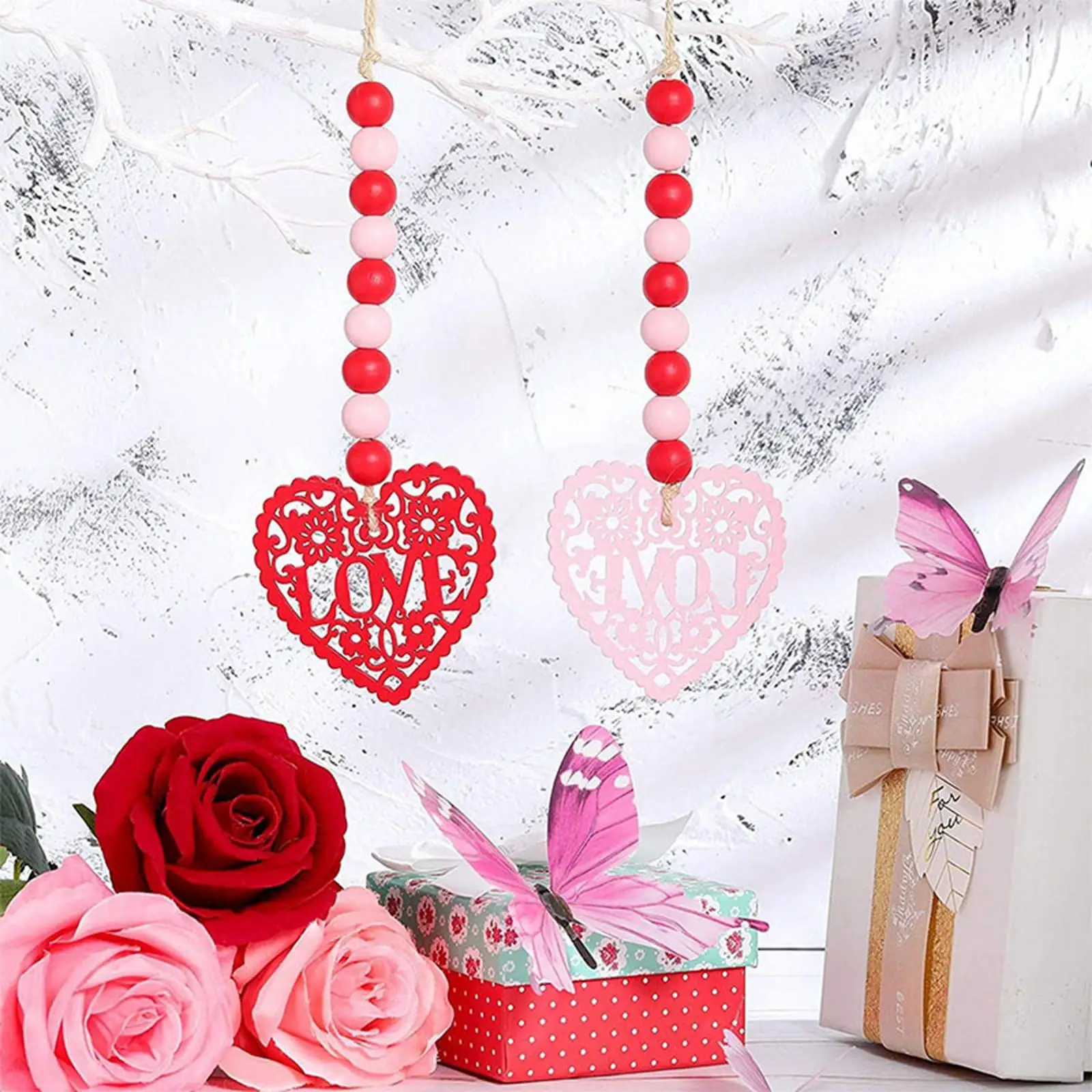 

Wooden Bead Garlands Ornaments Hanging Garlands for Christmas Valentine'S Day Dinners