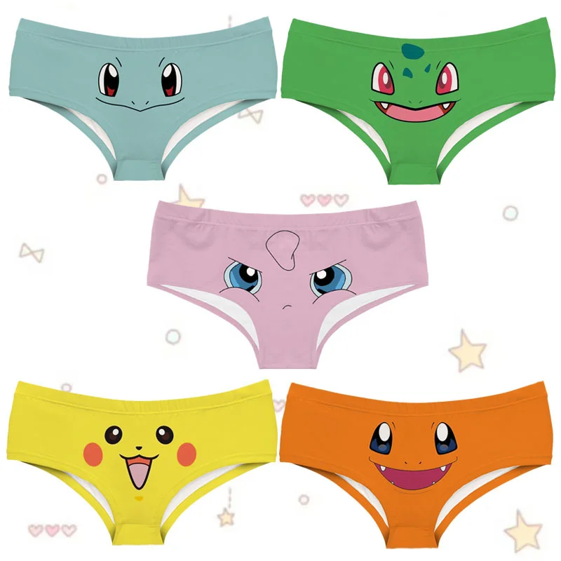 

Pokemon Cartoon Anime Jigglypuff Pikachu Squirtle Charmander Bulbasaur Panties Kawaii Cute Printing Breathable Sexy Underpants