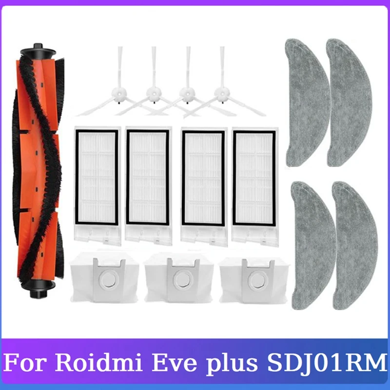 

16PCS Replacement Parts For Roidmi Eve Plus SDJ01RM Robot Vacuum Cleaner Parts Main Side Brush Filter Mop Cloth