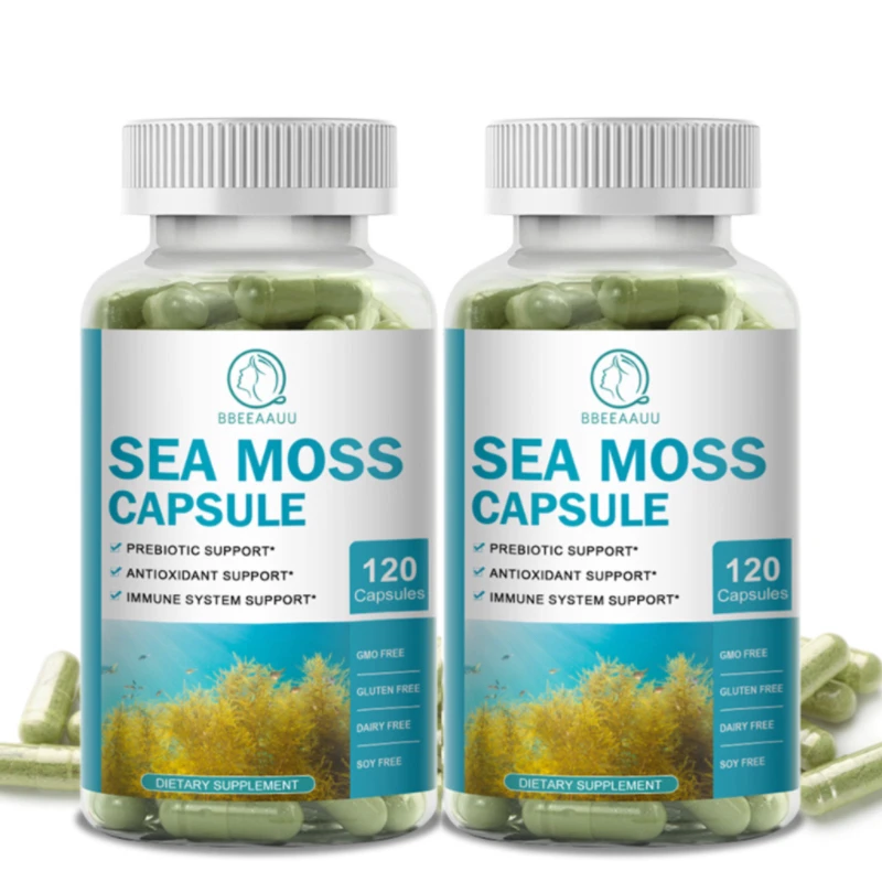 

Капсулы BBEEAAUU Sea Moss, иммунная система, поддержка мышц и суставов, очищение кишечника, антиоксидант для здоровья щитовидной железы