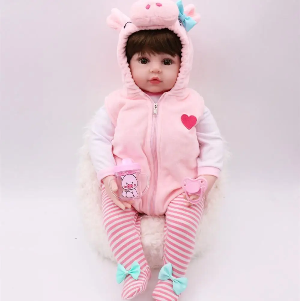

47CM Reborn Doll Realistic Newborn Baby Toys Simulate Reborn Doll Magnet Pacifier Bottle Toy for Kids Christmas Birthdays Gifts