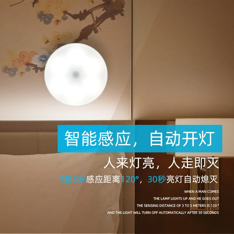 

Human body induction charging nightlight intelligent infrared dormitory clothes cabinet lamp stand Moon bedside lamp
