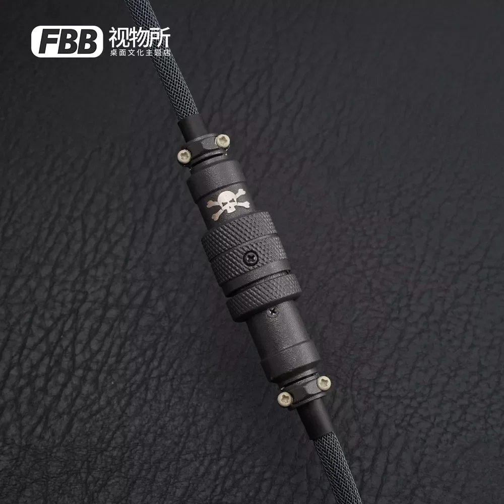 

NEW2023 FBB GMK Boneyard Custom coiled Aviator usb cable for Mechanical Keyboard With GX16 USB to Type C Paracord and PET Double