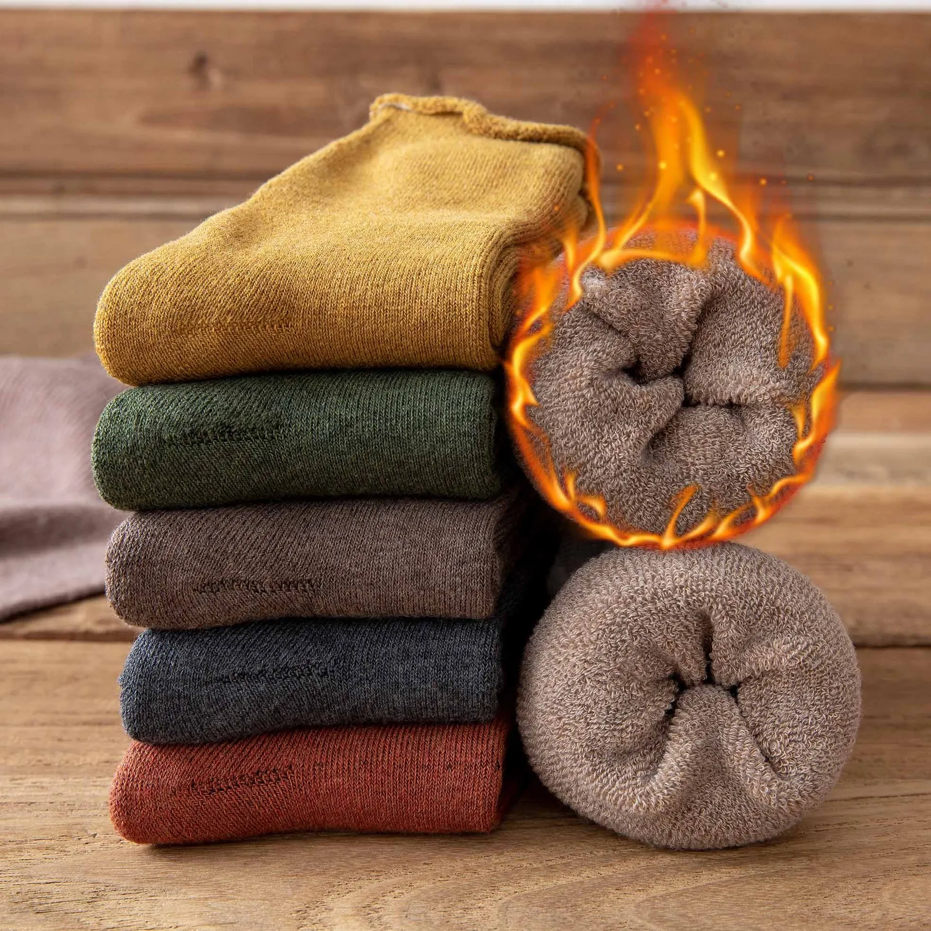 Simple New Solid Color Thermal Socks Women Winter Warm Breathable Thick Socks White Red Black Fluffy Sports Socks Set 10 Pairs