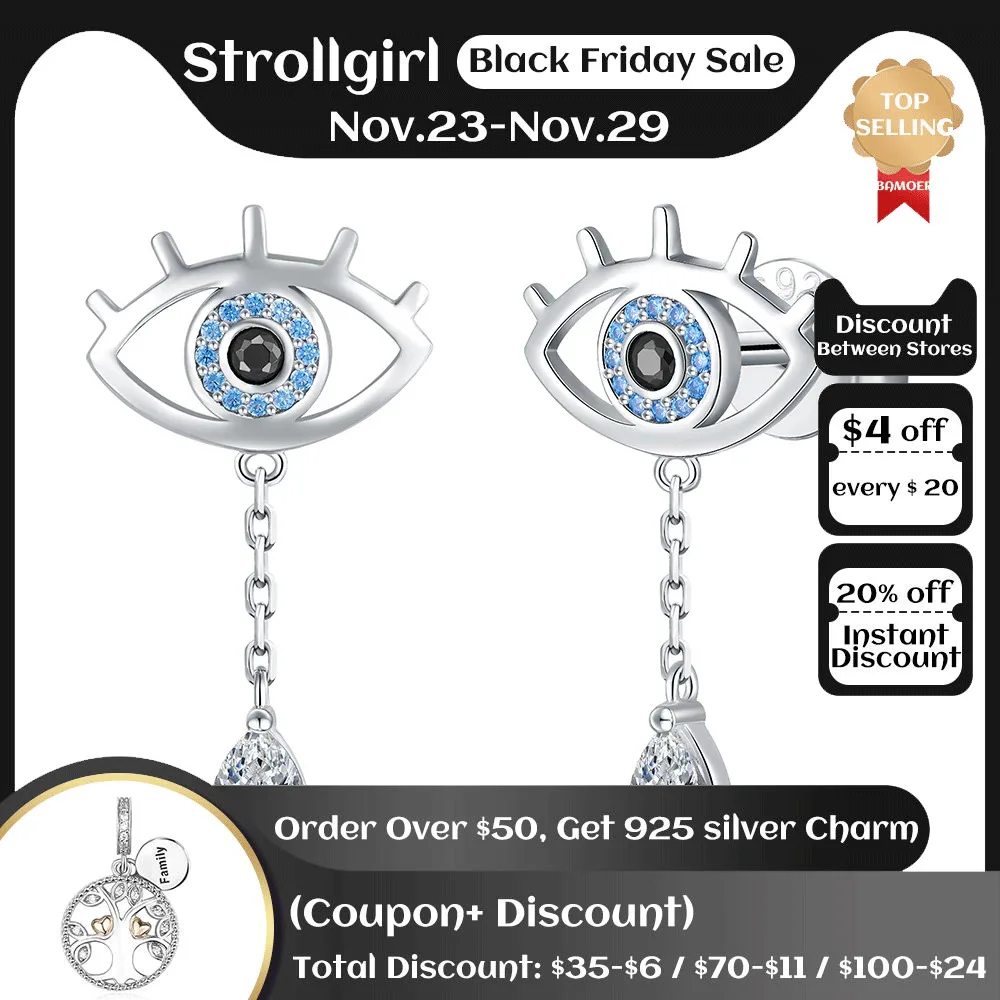 

925 Sterling Silver Evil Eye Stud Earrings Teardrop Cubic Zirconia Jewelry Christmas Birthday Gifts for Women Teen Girls Friends