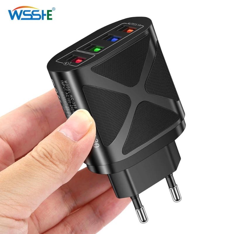 

5V 3.1A USB Charger Phone Charger QC 3.0 4 Ports Fast Charging Adapter for IPhone 13 12 11 Samsung Huawei P30 P50 Usb Chargeur
