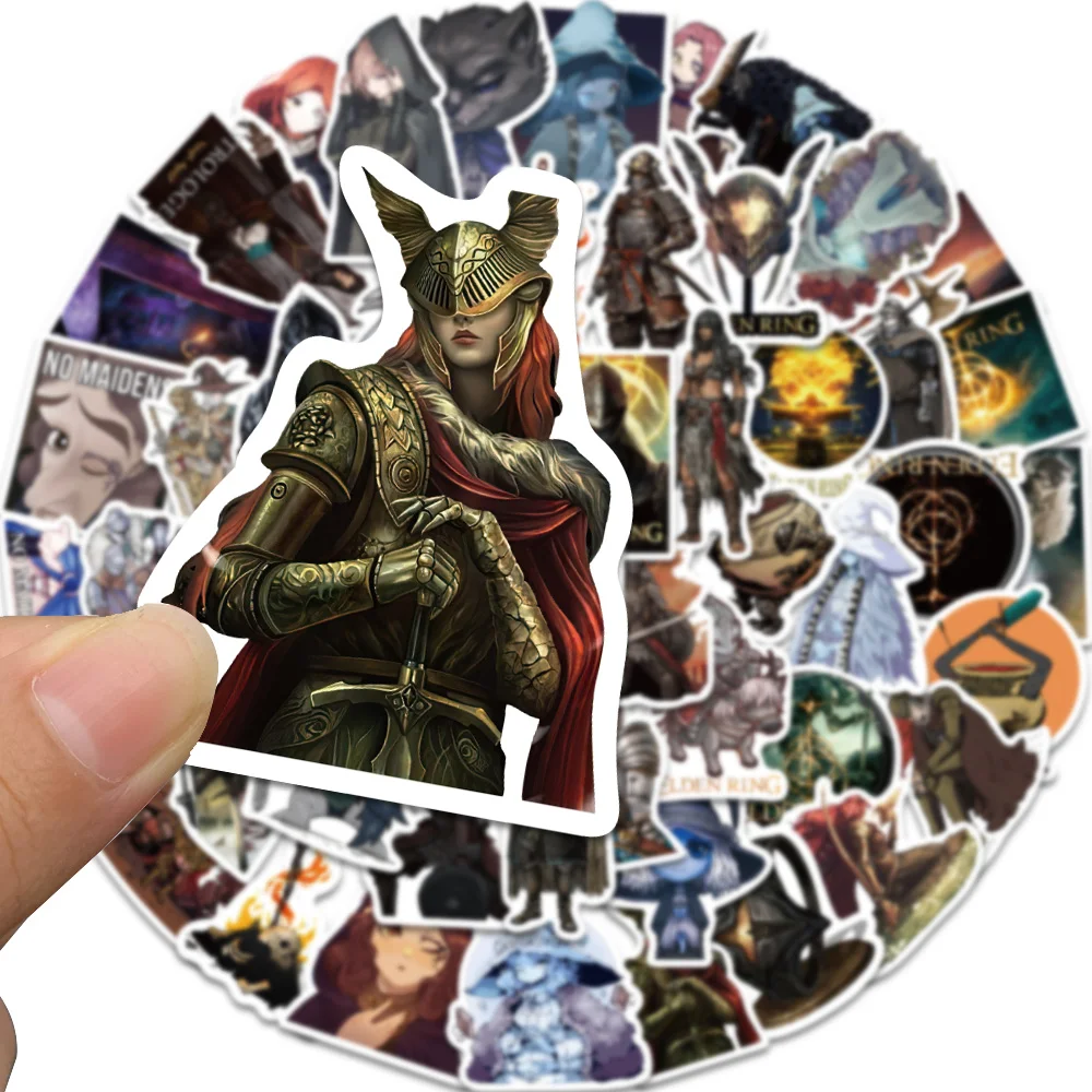 10/52PCS Popular Game Elden Ring Stickers for Laptop Skateboard Motor Bike Car Fridge Guitar Waterproof Sticker Pack Classic Toy - купить по