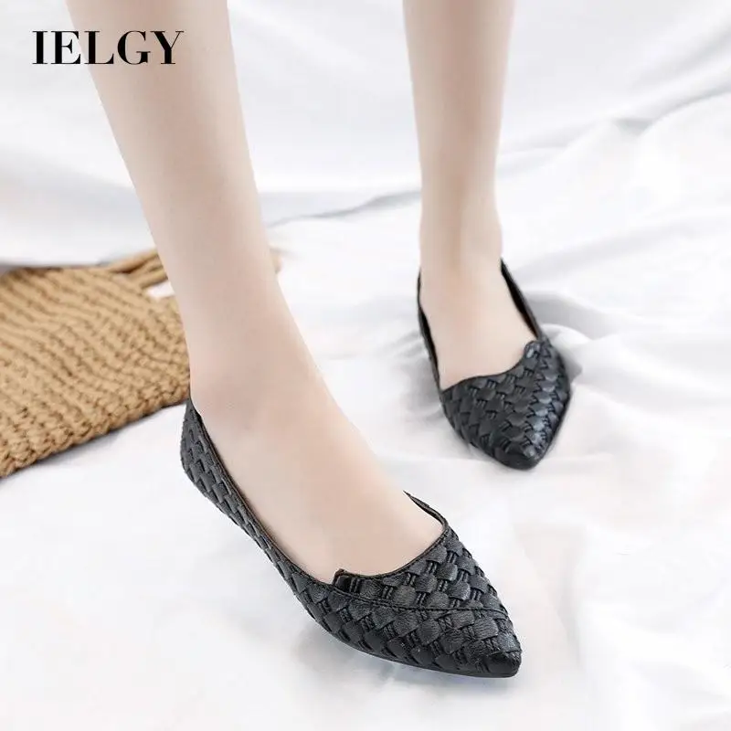

IELGY women's korean style breathable pointed toe shallow mouth fashion flat shoes
