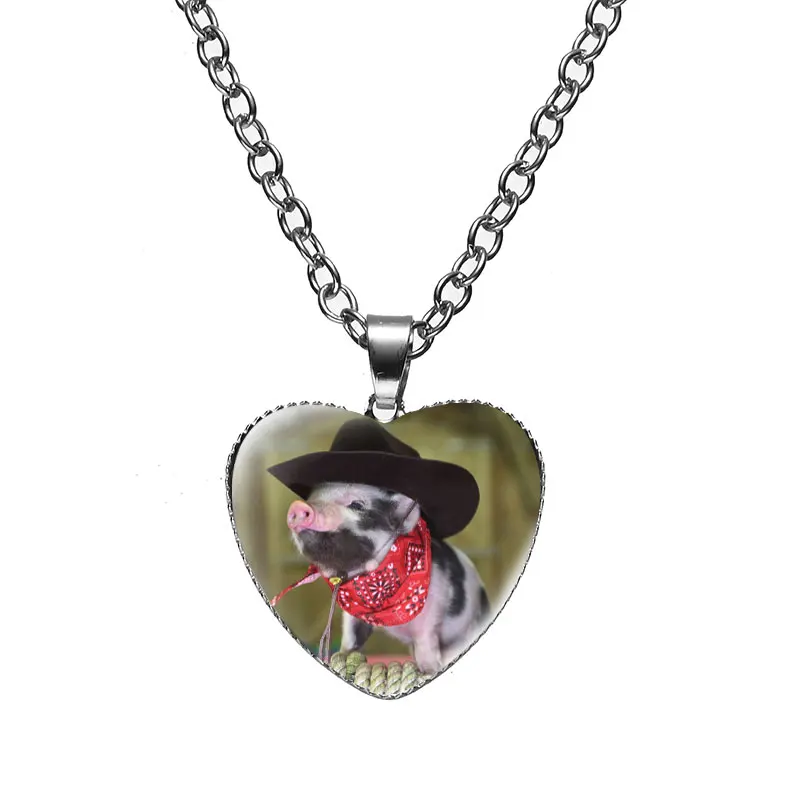 Ожерелье с подвеской в виде милой свинки и сердца ожерелье милыми забавными