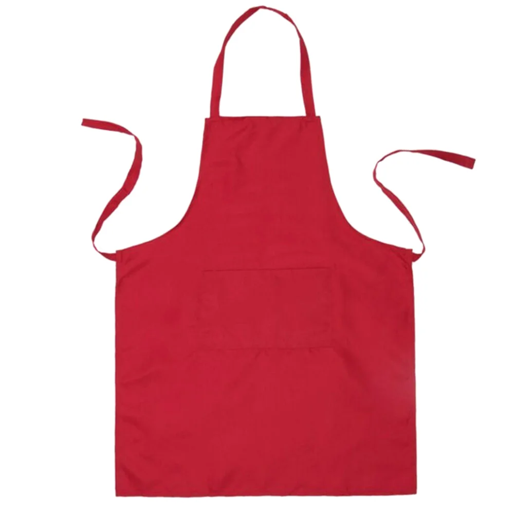 

Pure Color Neck Strap Bib Apron Waterproof Restaurant and Home Kitchen Apron 60x70cm (Red)