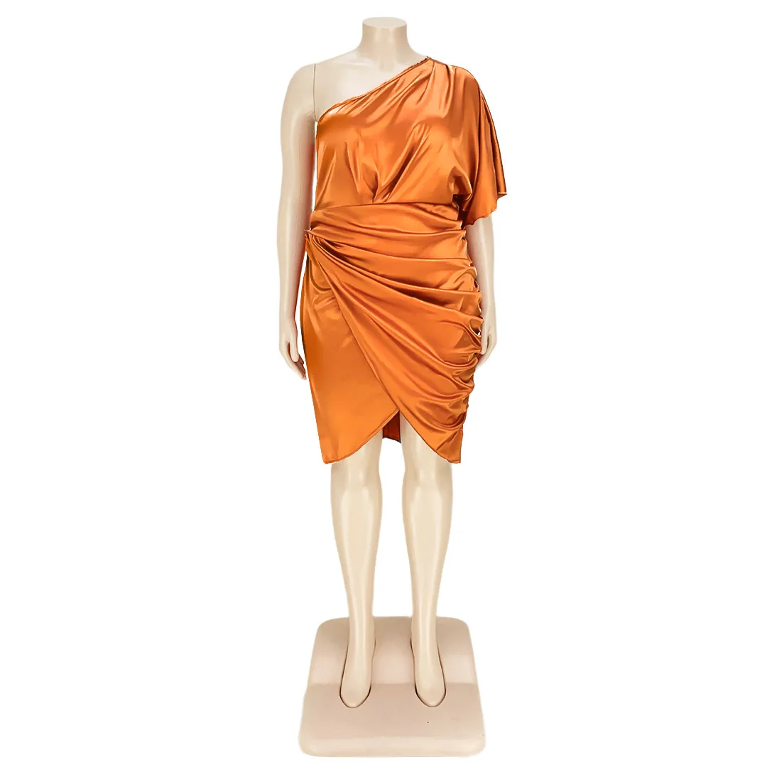 Plus Size Dresses Solid Plus Size Women Clothing Party Dresses Evening Dresses Lace Up Knee-length Dress Women Elegant Luxury