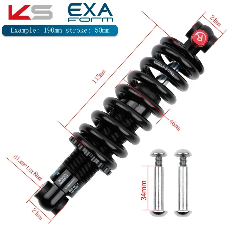 EXA 291R велосипедный пружинный амортизатор 125 мм 150 165 190 550/650 фунтов для скутера MTB