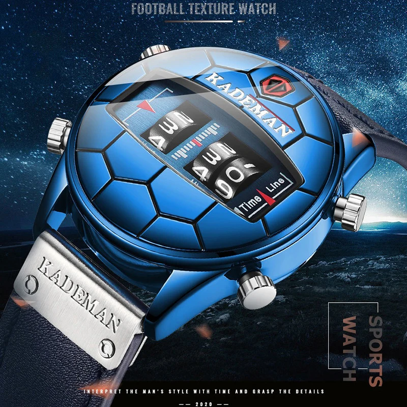 

KADEMAN Sport Men's Quartz Watches Creative Individual Waterproof Wristwatches Men Cowskin Strap Watch relojes