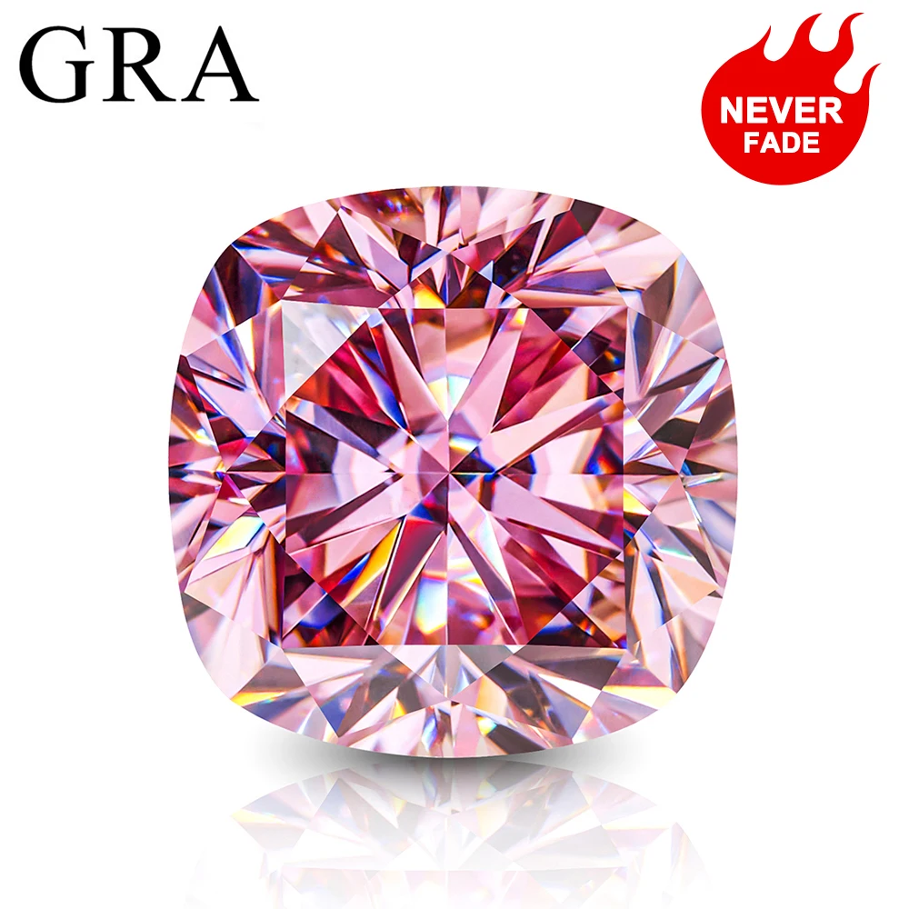 

Pink Cushion Cut Moisanite Diamond Stones with Certification VVS1 D Color Blue Yellow Colorful Loose Gemstone for DIY Jewelry