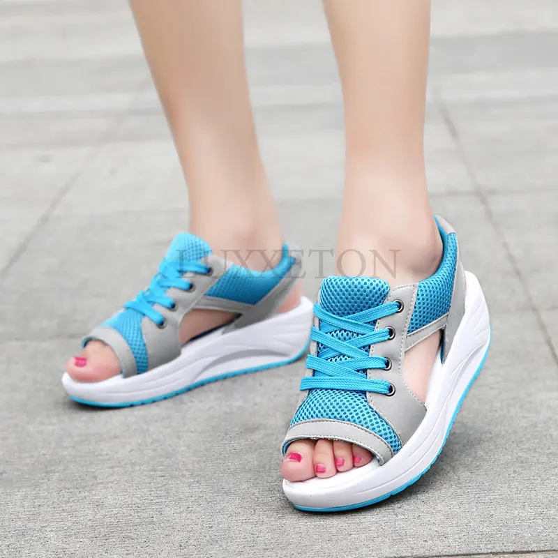 Women's Casual Open Toe Sport Sandals 2023 Summer Fashion Mesh Breathable Comfortable Chunky Sneakers Ladies Sexy Platform Shoes