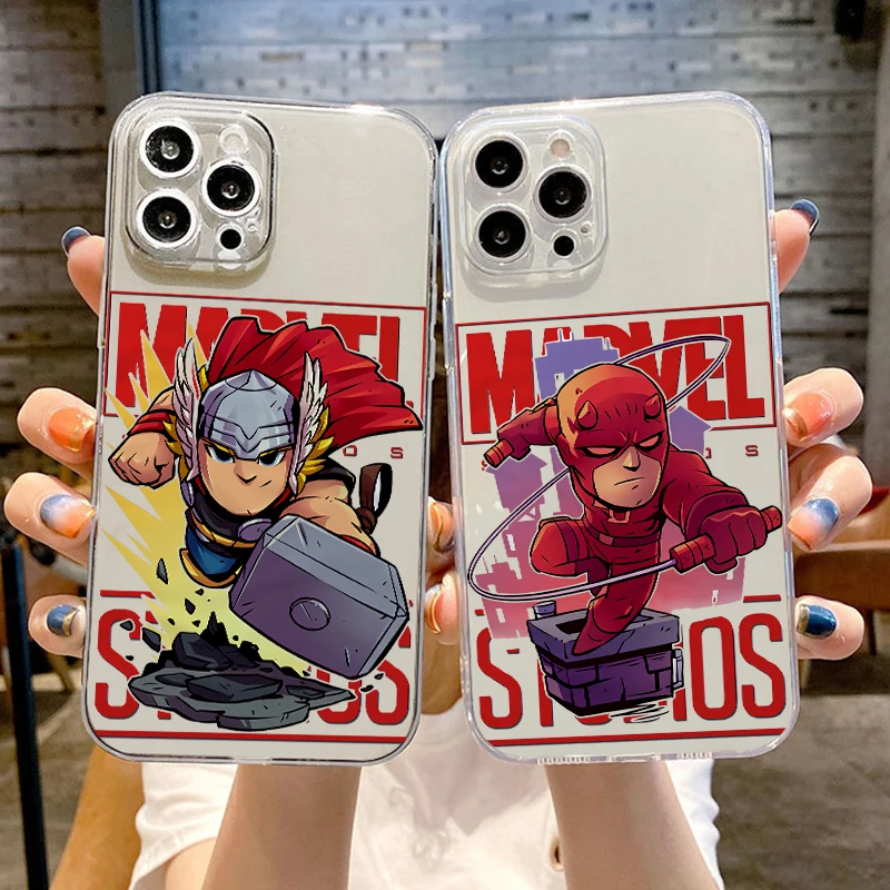 

Phone Case 11 Marvel Avengers Transparent For iPhone 13 12 11 Pro Max 7 8 Plus XR XR XS Max 6 6s SE Cover Funda Carcasa