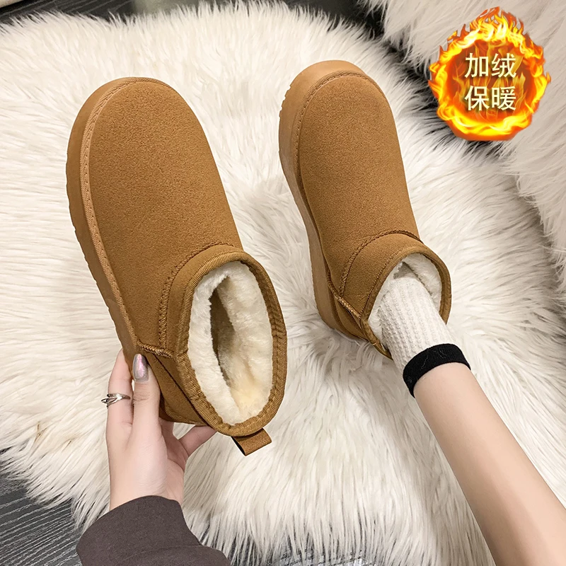 Новые зимние элитные брендовые женские ботильоны на меху плюшевые толстые