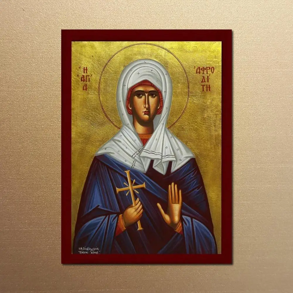 Картина на холсте в виде иконы Святой Афродита настенное художественное