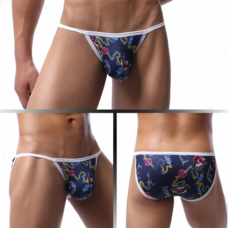 4pcs Sexy Men Underwear Breathable Printed Briefs Men Underpant Cuecas Calzoncillos Briefs Bulge Pouch Bikini Lingerie Jockstrap