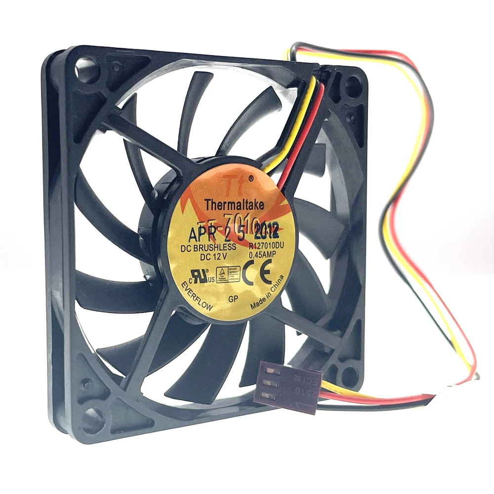 

R127010DU 70mm Slim 10mm DC 12V High Speed 4600RPM 70X70X10mm Sigle Ball Bearing 3Pin Tach Speed Cooler Fans for Everflow