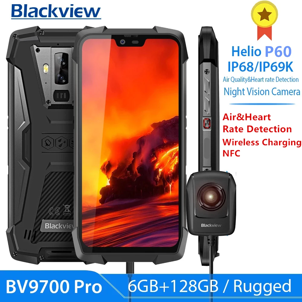 Blackview BV9700 Pro IP68 Waterproof Rugged Smartphone 6GB+128GB Helio P60 16MP Night Vision Camera Android 9.0 Mobile Phone