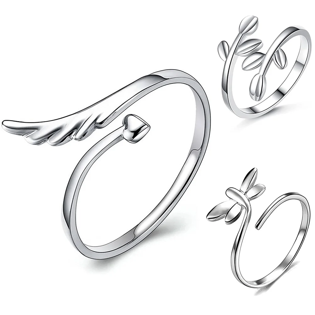 

Ring Rings Open Adjustable Wing Leaf Foraesthetic Statement Dragonfly Cool Teen Girls