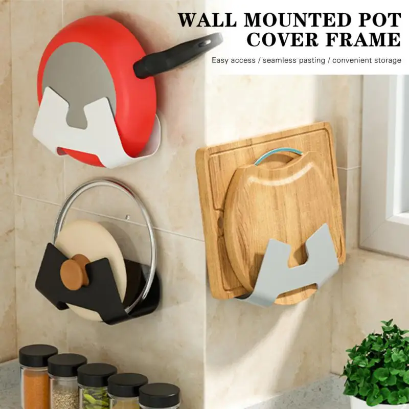 

Pan Pot Lid Cover Holder Shelf Spoon Holder Hanging Pot Stand Pans Trays Creative Pot Lid Holder Bathroom Accessories Wholesale