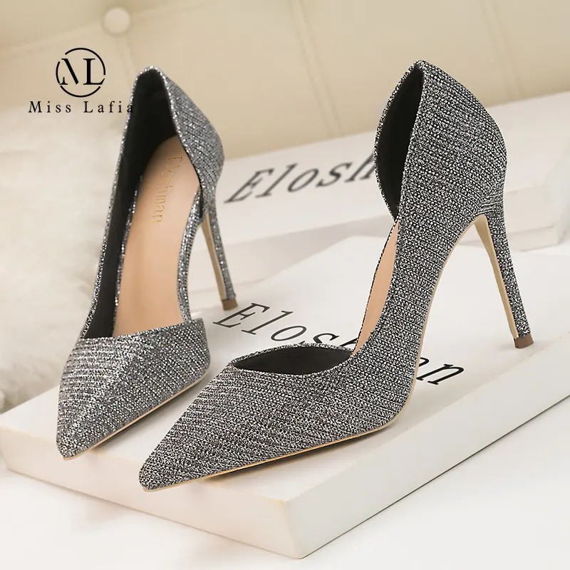 

2023 New Style Europe America stiletto light face shallow mouth pointed side hollow sexy nightclub thin Shoes Woman high heels