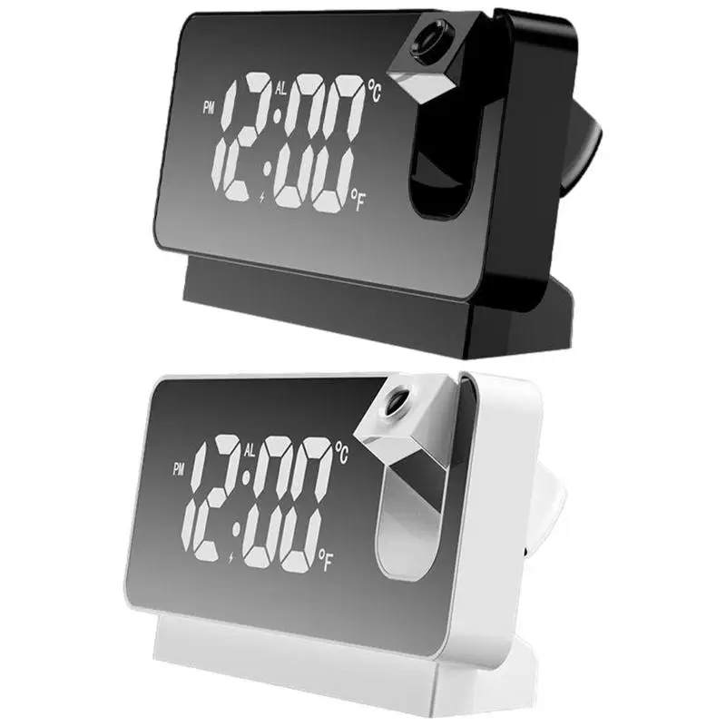 

Home LED Alarm Clock With Projector 12/24H LED Display Temperature Alarm Clock With Swing Arm Clear LED Display USB Charger