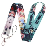 japanese anime spy%c3%97family cute lanyards keys chain id credit card cover pass mobile phone charm neck straps badge holder gifts
