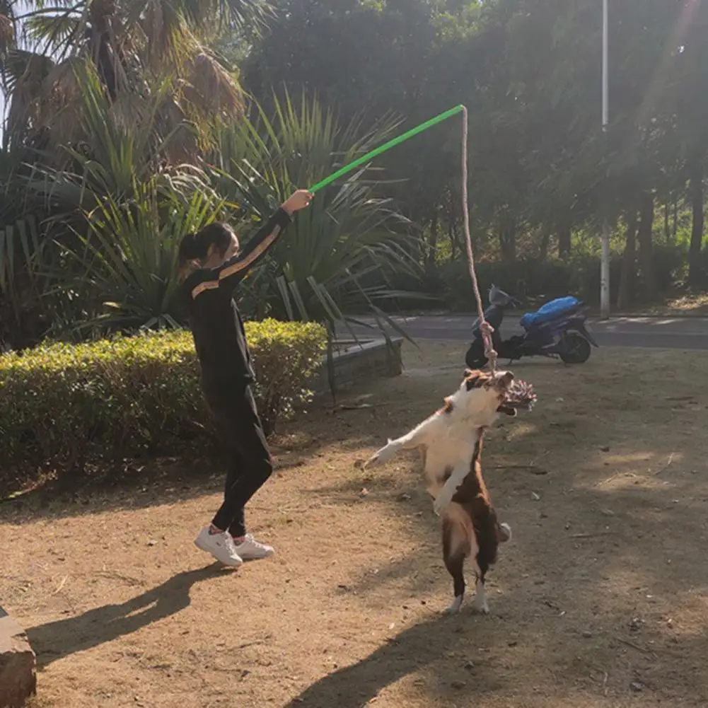 

Practical Bite Resistant Indestructible Dog Interactive Flirt Pole Toy Braided Cotton Rope Dog Flirt Toy Outdoor Exercise
