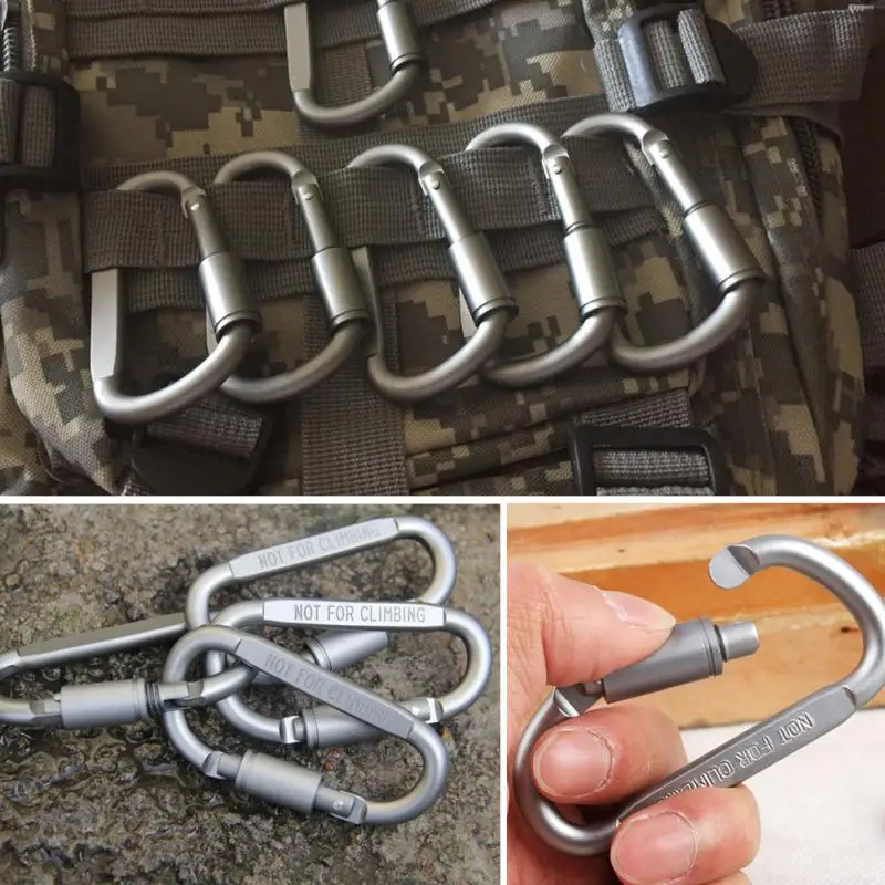 6pcs/lot Carabiner Travel Kit Camping Equipment Alloy Aluminum Survival Gear Camp Mountaineering Hook Carabiner Camping Accesso