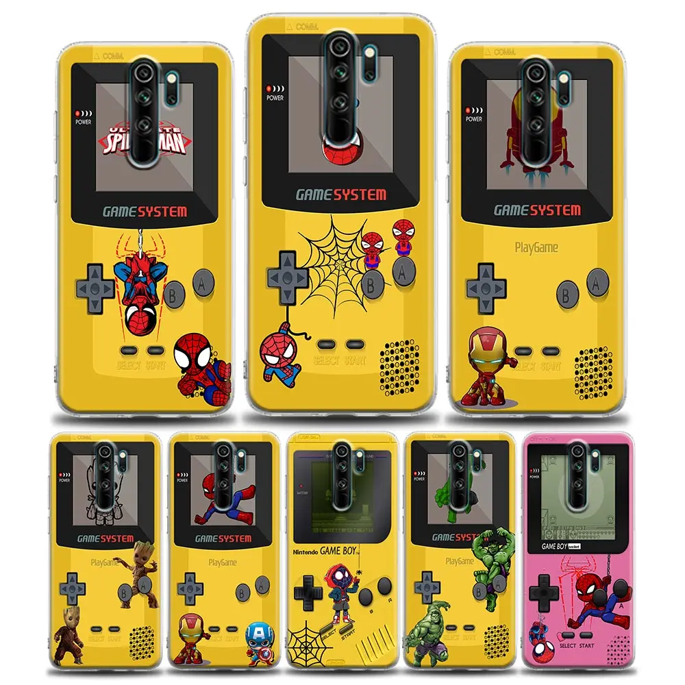 

Clear Phone Case for Xiaomi Redmi Note 12 11 10 9S 9 8 Pro Max 11S 10S 7 10C 9A 9C Back Cover Cartoon Marvel Game-Boys Spiderman