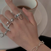 coconal women korea punk love heart ring set 5pcs personality temperament zircon geometric rings fashion goth jewelry gift