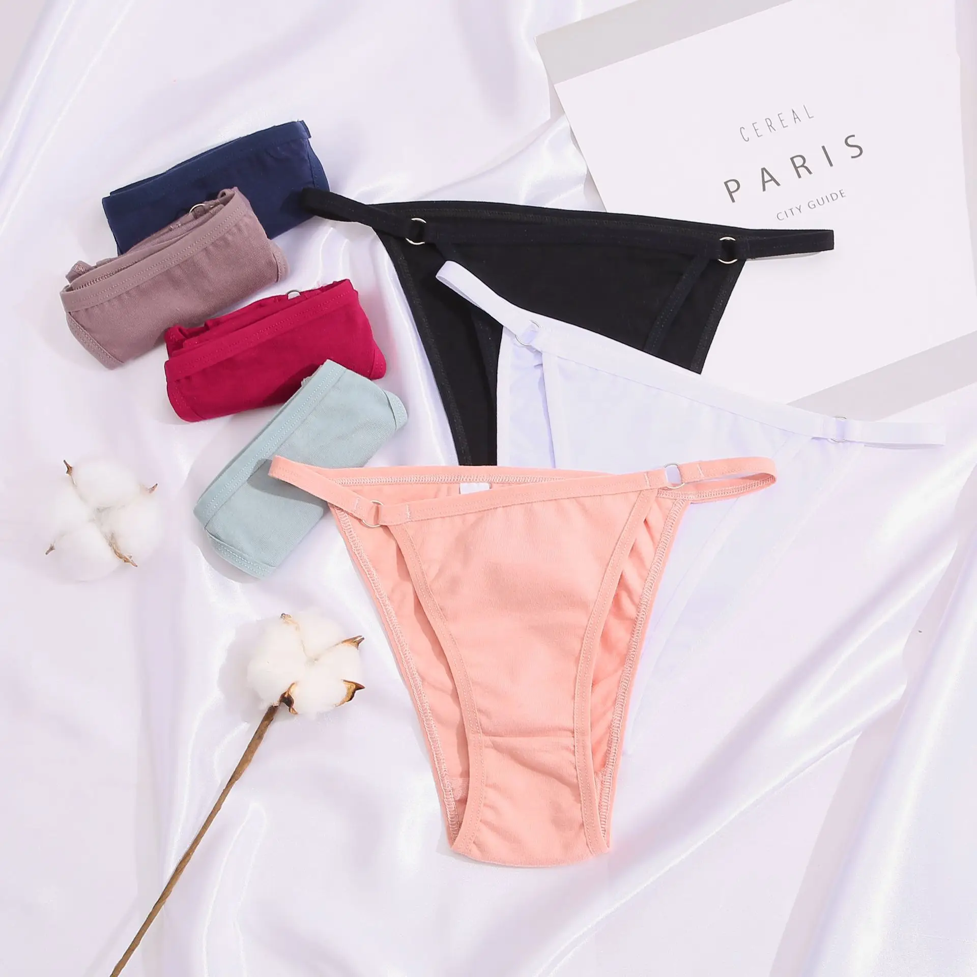 

New Women's Underwear Sexy Solid Color Panties Fashion Ring Comfort Briefs T Pants Low Waist Seamless Underpants Female Lingerie