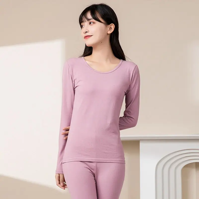 Autumn and Winter Pajamas Women's Thermal Underwear Suede Long Sleeve Undershirt Base Shirt Two-Piece Suit Home Wear
