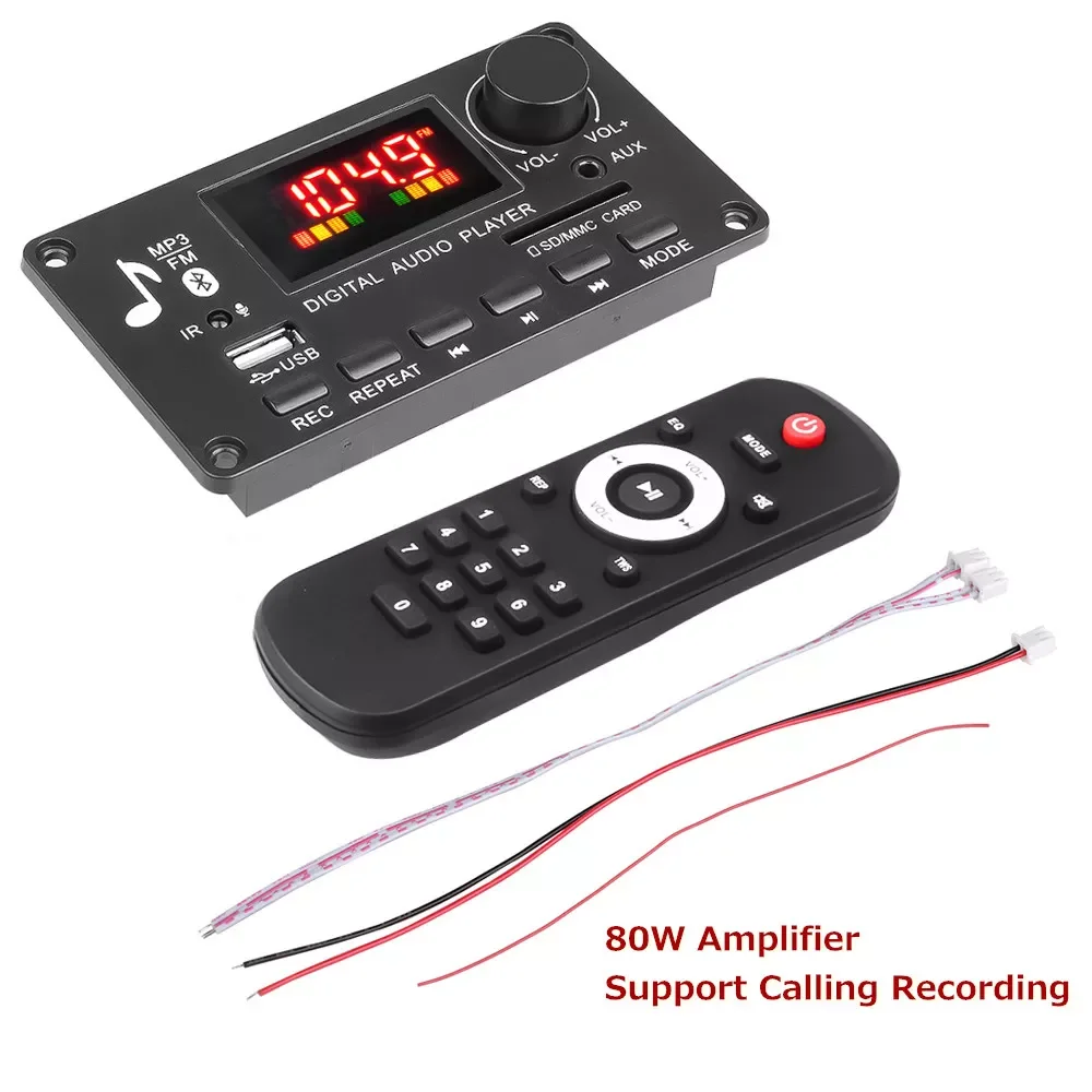 

Amplifier MP3 Player Decoder Board DC 5V-26V Support Call Recording BT 5.0 Car FM Radio Module Support TF USB AUX 3.5 WAV