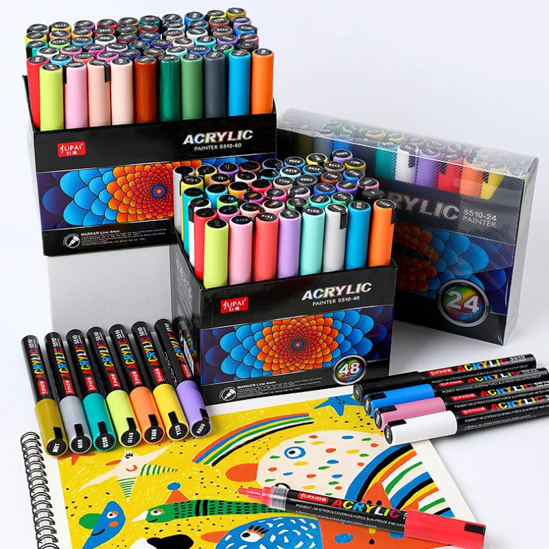 

60 Colors Acrylic Paint Pens Set Brush Marker Pen Rock Painting Stone Ceramic Glas Wood Canvas DIY Art Graffiti Making Supplies