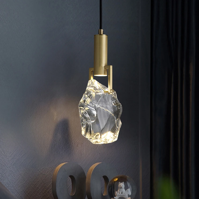 Simple Light Luxury Crystal Pendant Light Bedroom Bedside Lamp Personalized Bar Kitchen Living Dinning Room Decor Pendant Lamp