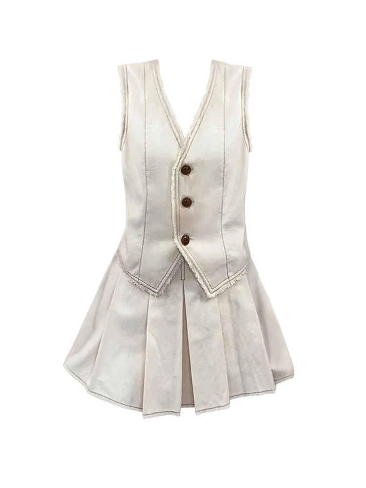 Лето 2024 Женская одежда Комплект из 2-х предметов Юбки с v-образным вырезом