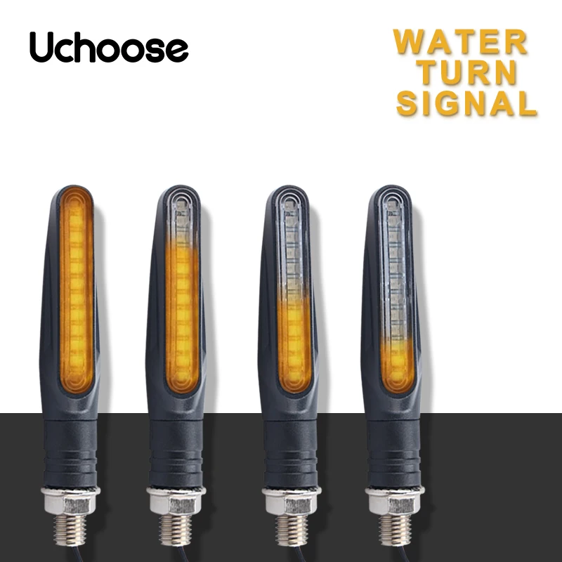 

4PCS Motorcycle 12 LED Turn Signals Blinker Tail Flowing Light Water Motor Flashing Steering Lights Stop Indicator Signal IP68