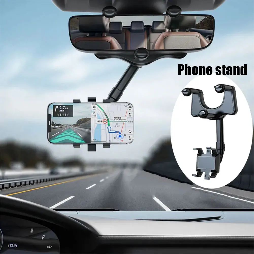 

Rotatable and Retractable Car Phone Holder Rearview Mirror Driving Recorder Bracket DVR/GPS Mobile Phone Support with Cable
