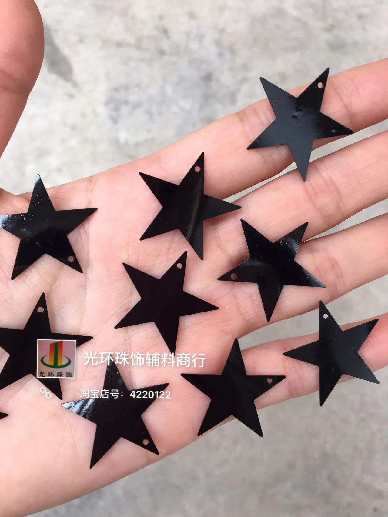 DIY Black Five-Pointed Star Sequins 5mm20mm25mm85mm Side Hole/Middle Hole Hanging Piece
