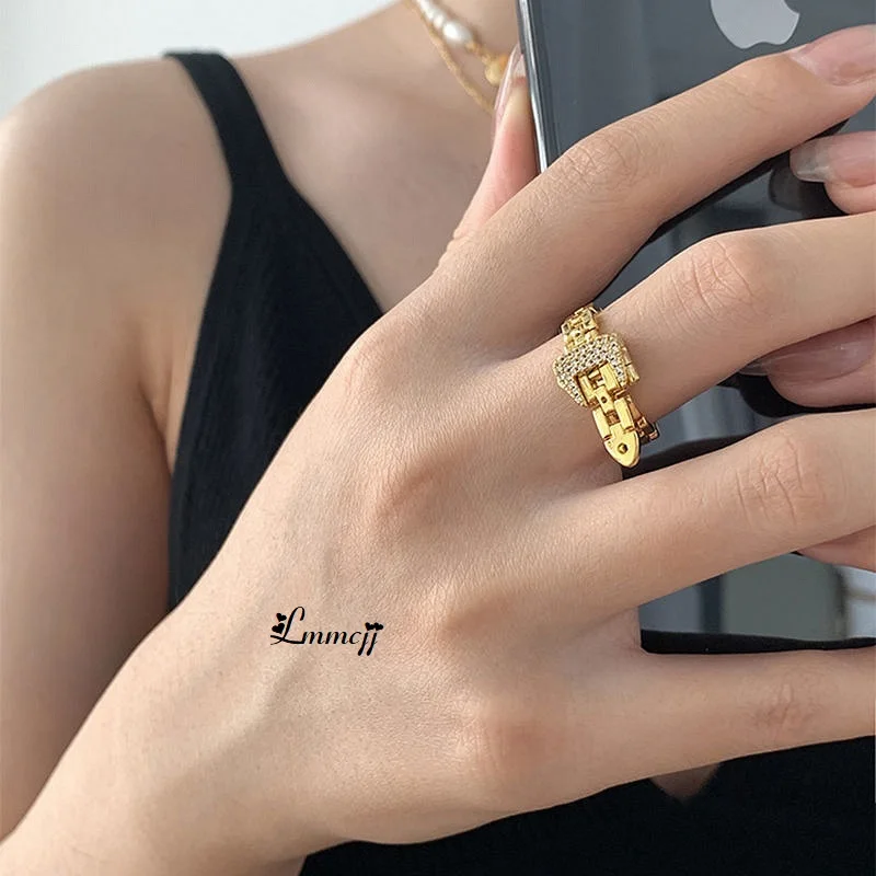 

Lmmcjj Cool Creative Bag Ring For Women Winding Chain Ring Opening Adjustable Index Finger Ring Fashion Jewelry INS Gifts