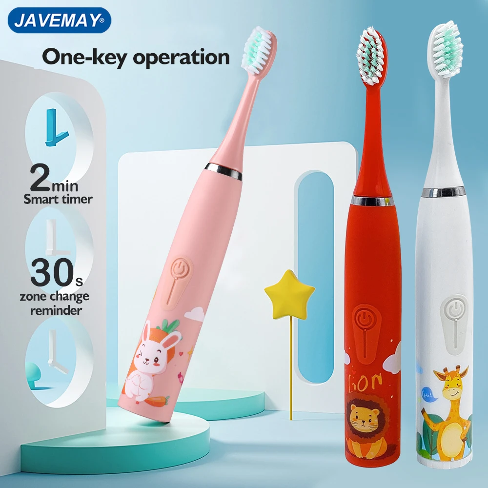 Child Toothbrush Electric Sonic Tooth Brush for Children Teeth Cleaning Whitening with 2/6 Soft Nozzles Toothbrush for Kids J259