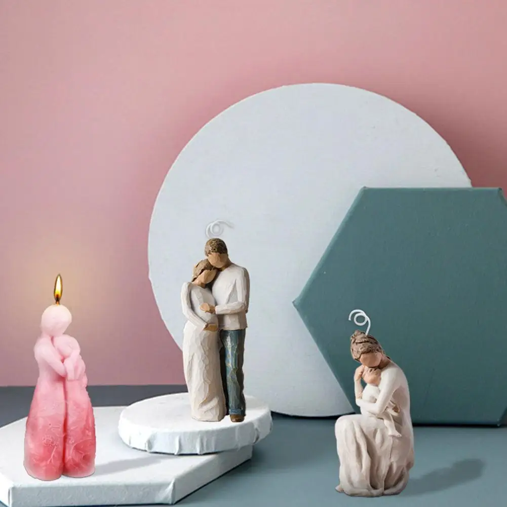 

3d Mom Baby Pregnant Couple Candle Silicone Mold Diy Mother‘s Aromatherapy Plaster Soap Mold Handmade Day Decor Home Candle Z1q2