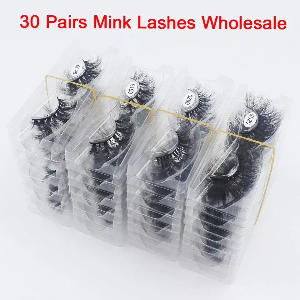 30 pairs Mink Lashes Wholesale Handmade Real Mink 3d Natural Lashes Bulk 20 Styles Cruelty Free Mink Lashes Makeup