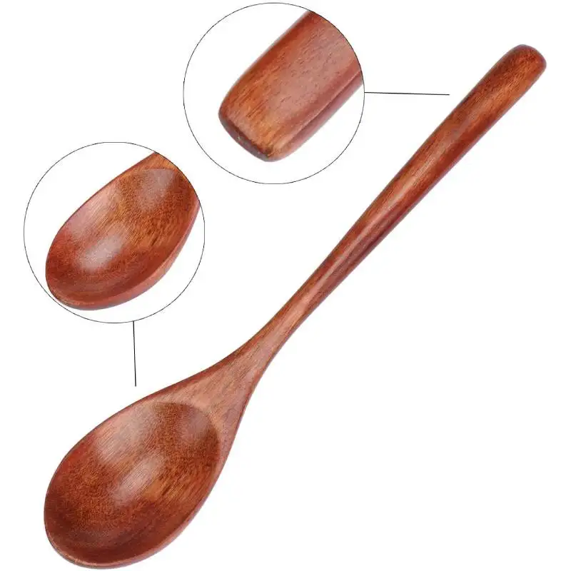 2pcs 9inch Wooden Ladle Spoon Wood Soup Long Handle Tableware Kitchen Utensil for Cooking Mixing Stirring Tea Soda Dessert |