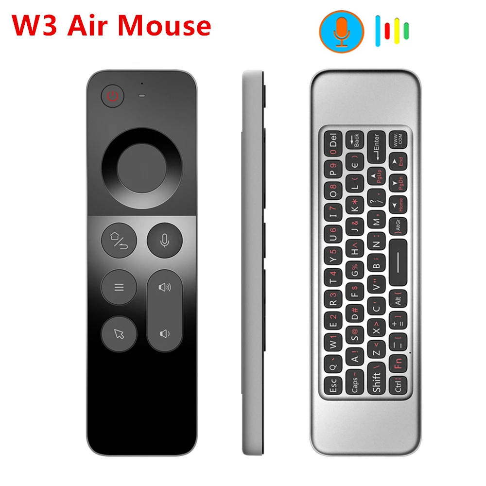 

W3 2.4G Wireless Voice Air Mouse Remote Controller Mini Keyboard For Android TV BOX / Windows / Mac OS / Linux Gyroscope Remote