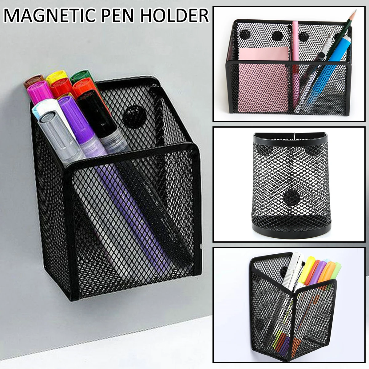 

Новый магнитный держатель для карандашей, прочная металлическая сетчатая ручка, портативная большая емкость, магнитная многофункциональная корзина для хранения